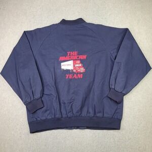 VTG Martin's American Flyer Bomber Jacket Mens 2XL Blue Big Embroidery Workwear‎